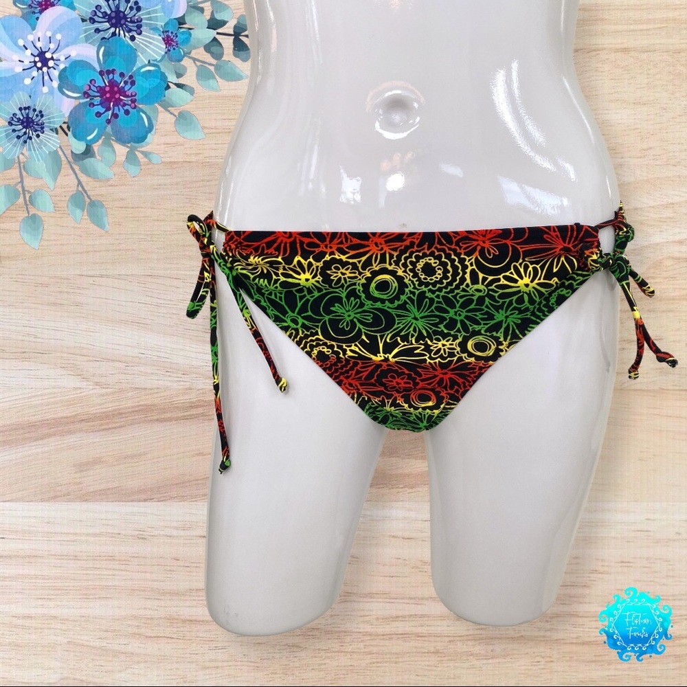 Venus Multicolor Floral Side Tie Bikini Bottom; M